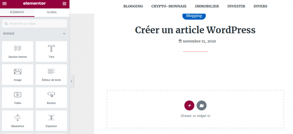 créer un article wordpress